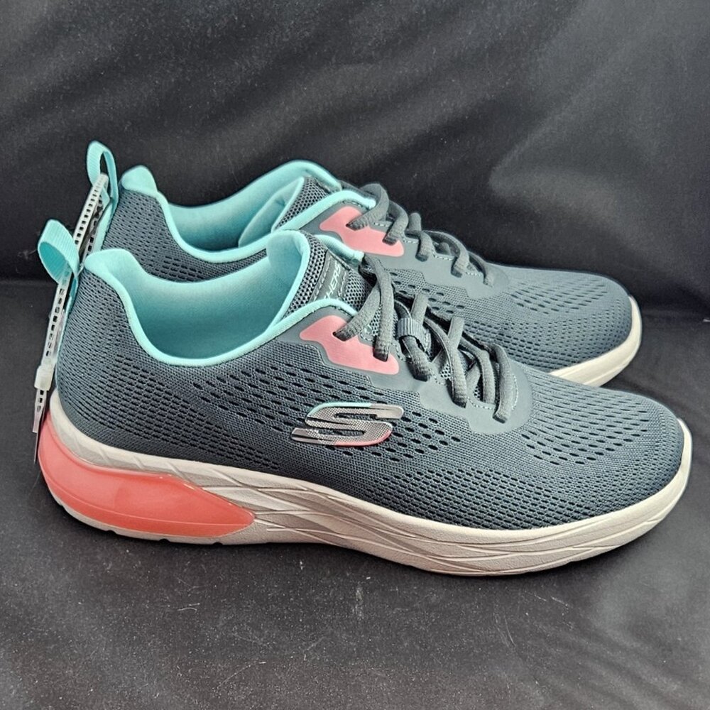Skechers Shoes Flex Running Sneakers Gray Pink Low Top Memory Foam Womens Size 8